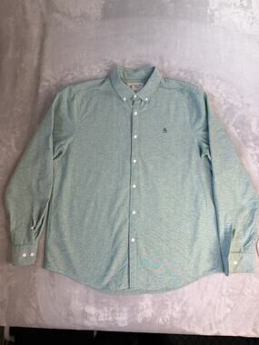 Original Penguin Men's XL Button Up Shirt Mint Green Heather Long Sleeve